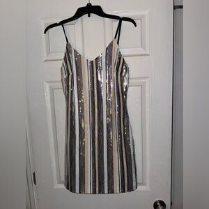 Striped Sequin Mini Dress